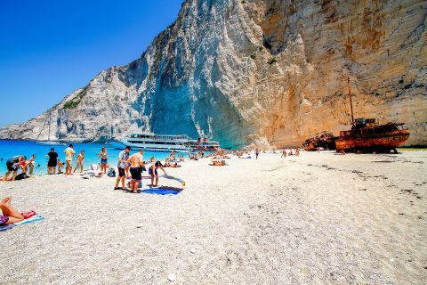 Navagio or Shipwreck: Tranquil moments on Navagio beach.