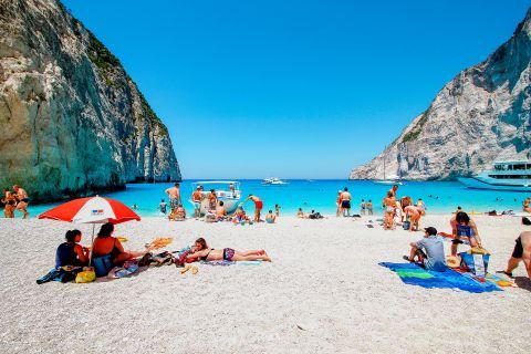 Navagio or Shipwreck: Enjoy your sunbathing and swimming on Navagio beach.