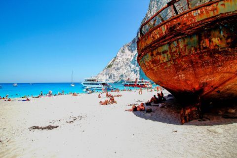 Navagio or Shipwreck: Relaxing on Navagio beach.
