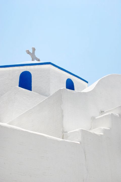 Parikia: A white and blue chapel