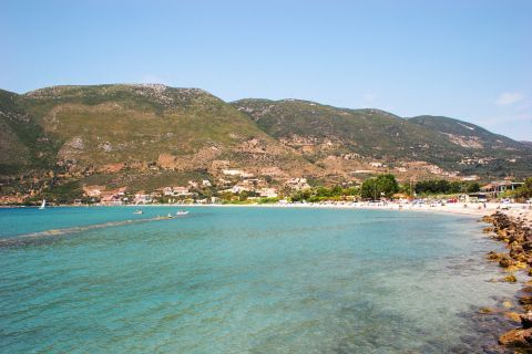 Vassiliki village: Turquoise waters and hill. A beautiful landscape.
