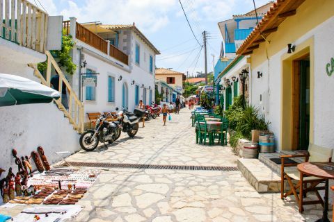 Agios Nikitas Village: A picturesque street with cobble-stone pavements.
