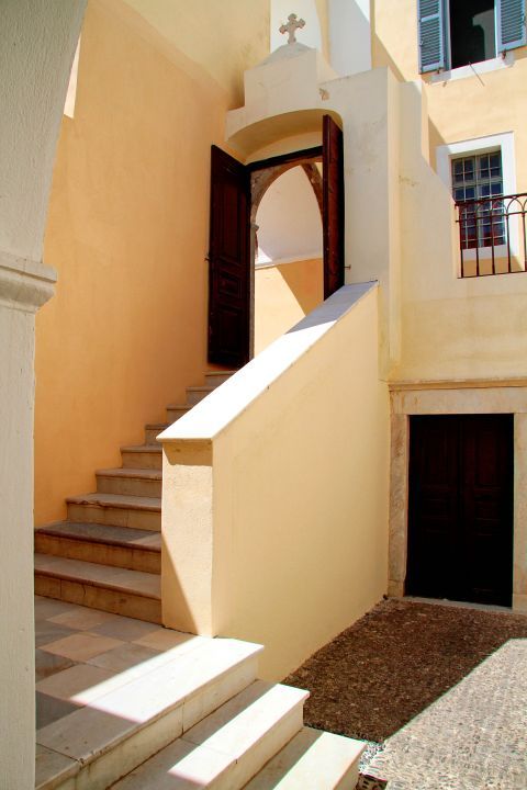 Fira: The entrance of a local church