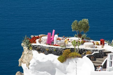 Oia: A restaurant with a stunning sea-view