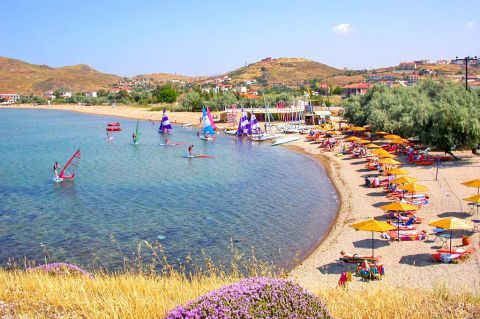 Plati beach: A partly organized beach, ideal for water sport lovers.