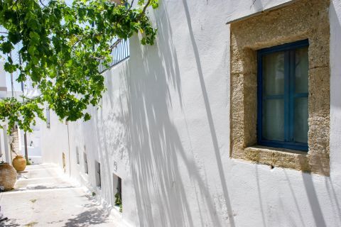 Chora: Small windows with blue details are found on most buildings in Kythira.