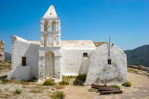 Chora: View of the whitewashed Church of Myrtidiotissa