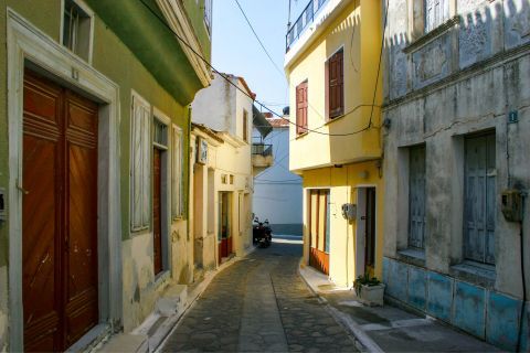 Mytilini: A narrow street.