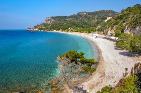 Potami: Potami is a large pebbled beach with crystal clear waters