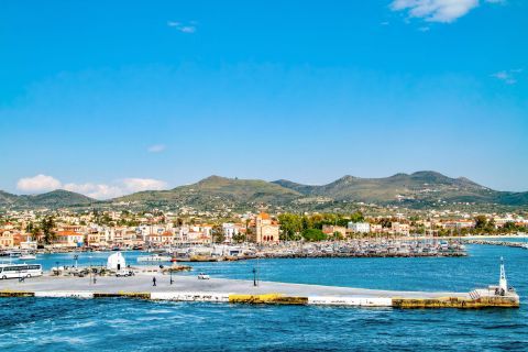 Town: Distant view of Aegina Town.