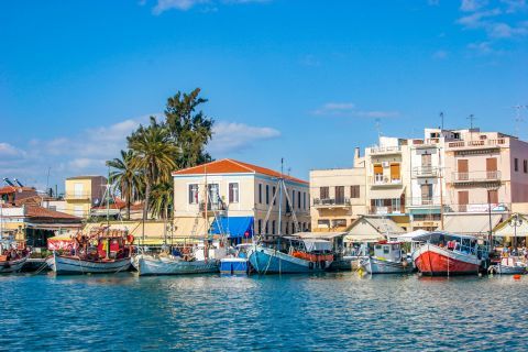 Town: View of Aegina port.