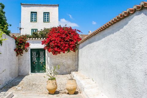 Town: Colorful flowers and whitewashed walls are spotted all over the island.