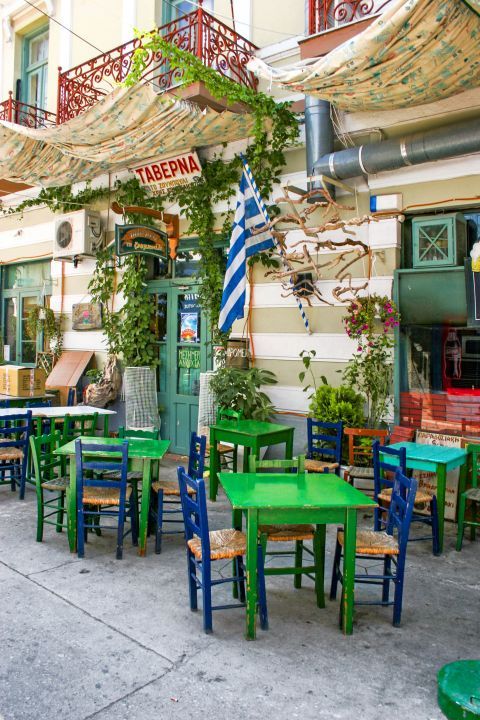 Mytilene: A local tavern.