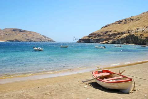 Koutalas beach: A fishing boat on the beach