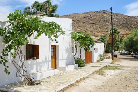 Megalo Livadi: A whitewashed house with wooden details