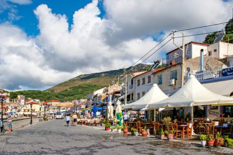 Town: Cafes and restaurants in Parga.