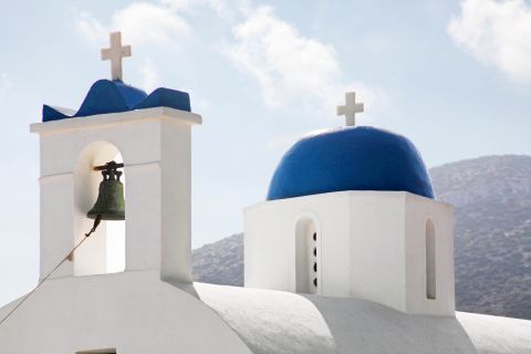 Kalotaritissa Village: A local church in white and blue colors