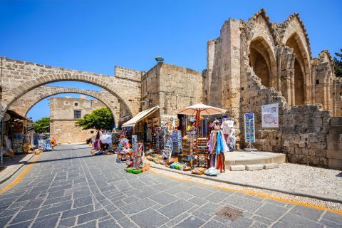 Town: Souvenir shops around the Medieval Castle of the Knights.