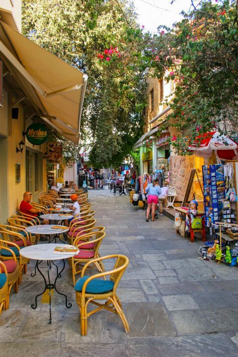 Town: Local cafes and souvenir shops in Kos Town.
