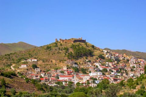 Volissos: A Medieval Castle is spotted above the settlement of Volissos village, overlooking the whole area.