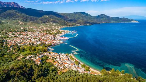 Limenas: Deep blue waters and green hills