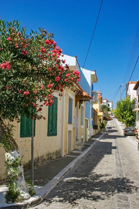 Pythagorion: A quiet street with picturesque houses.