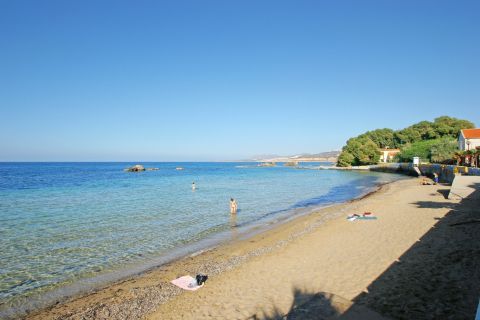 Town: Soft sand and clear waters. Wonderful moments on Chania beach.