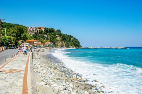 Agios Ioannis: The beach is sometimes affected by the strong winds.