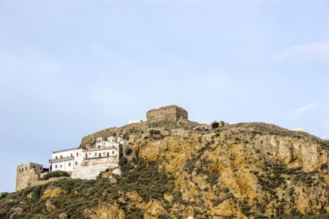 Town: View of the Medieval Castle of Skyros and the Monastery of Agios Georgios