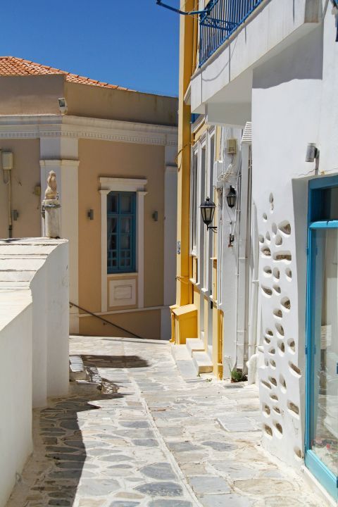 Town: Exploring the alleys of Tinos.