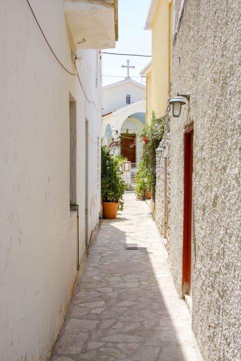 Vathy: A narrow path that leads to a church.