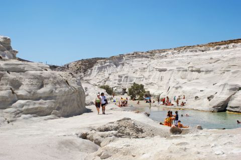 Sarakiniko: The entire landscape, formed by the volcanic rocks, doesn't show any signs of vegetation