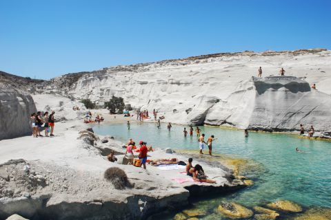 Sarakiniko: Sarakiniko is one of the most frequented beaches on Milos.
