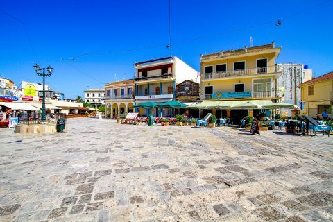 Town: Cafes and restaurants in Zakynthos Town.