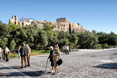 Acropolis: The wide pedestrian street at Acropolis region