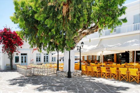 Town: Outdoor seating of local cafes