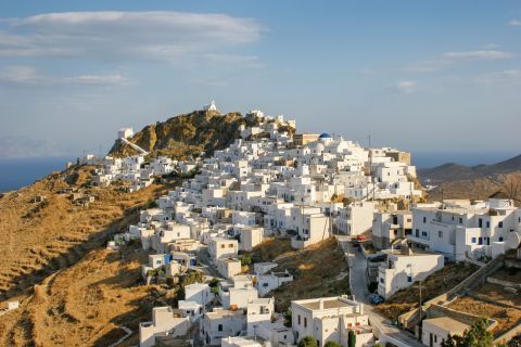 Chora: Traditional houses, tucked away on top of a slope. Chora, Serifos.