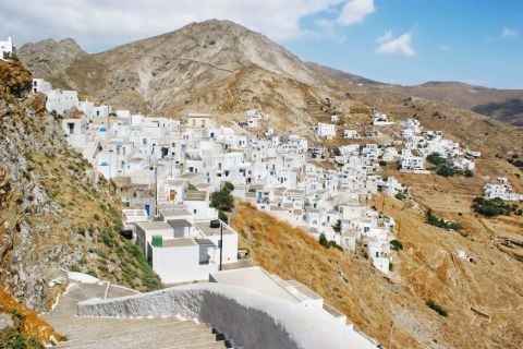 Chora: Chora is perched on a hill, 5 km up from Livadi port.