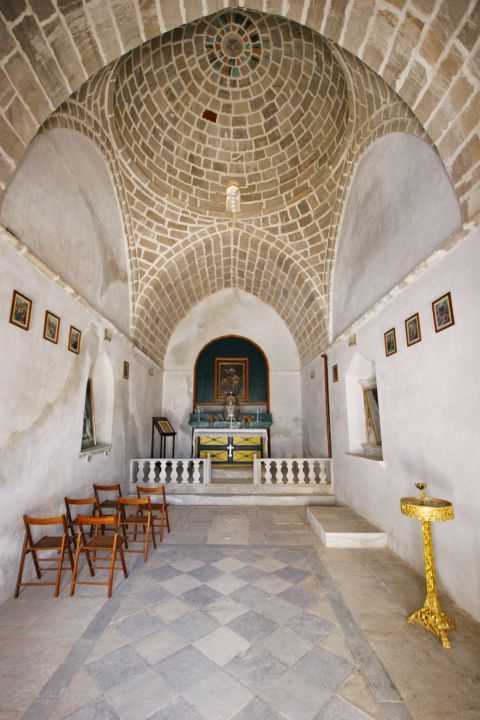 Plaka: Inside a small chapel in Plaka village, Milos.