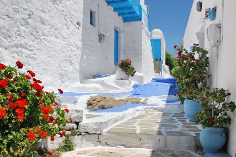 Plaka: Cycladic atmosphere. A picturesque corner in Plaka village.
