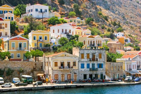 Town: Mansions in Symi Town, overlooking the sea.
