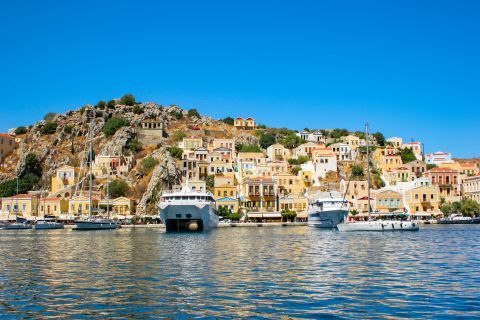 Town: View of Chora, Symi.