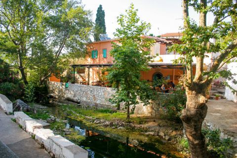 Mylopotamos: Cafes and accommodation, surrounded by nature.