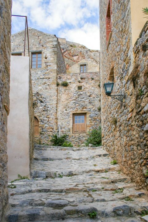 Kastro Monemvasias: A picturesque corner with stone-built mansions.