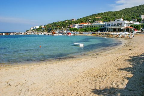 Skala: Skala beach is framed by tourist facilities and beautiful natural surroundings.