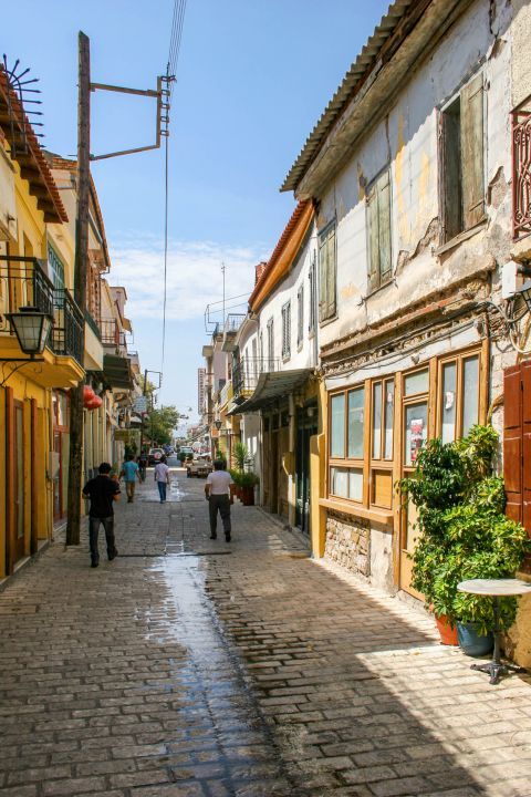 Town: A central street in Nafpaktos.