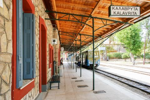 Town: The railway station of Kalavryta.