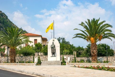 Town: The statue of Constantinos Paleologos is found on the central square of the village.