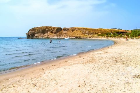 Agios Ioannis: Sandy beach with crystal clear waters.