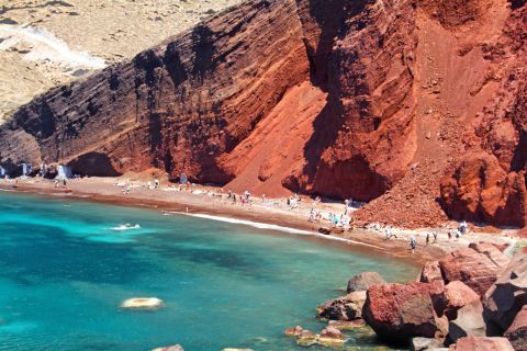 Red Beach: The azure waters of the Red Beach